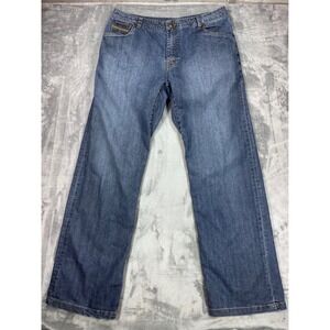 Prana Breathe Mens Straight Leg Denim Jeans Blue Coolmax Cotton Size 36x32